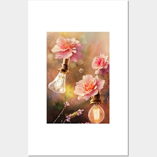 Watercolor steampunk flowers Posters and Art